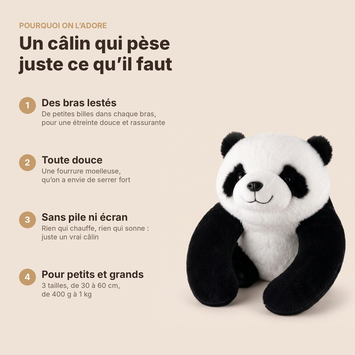 CALMIO™ Peluche lestée anti-stress apaisante - sommeil & relaxation enfant adulte - GamLight
